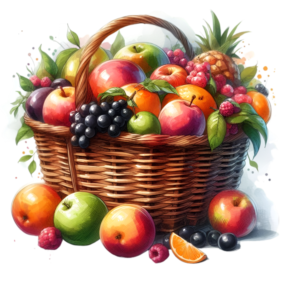 AI generated A basket overflowing with fresh fruits. png