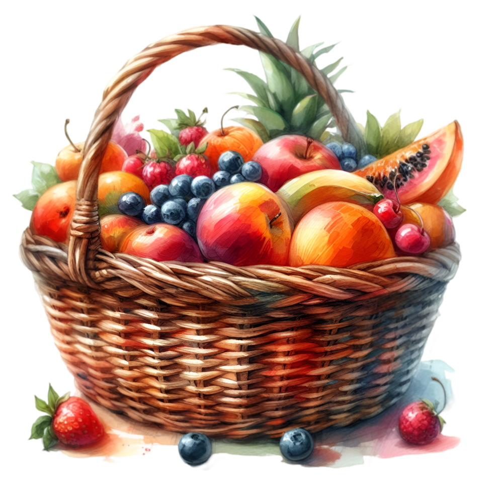 AI generated A basket overflowing with fresh fruits. png