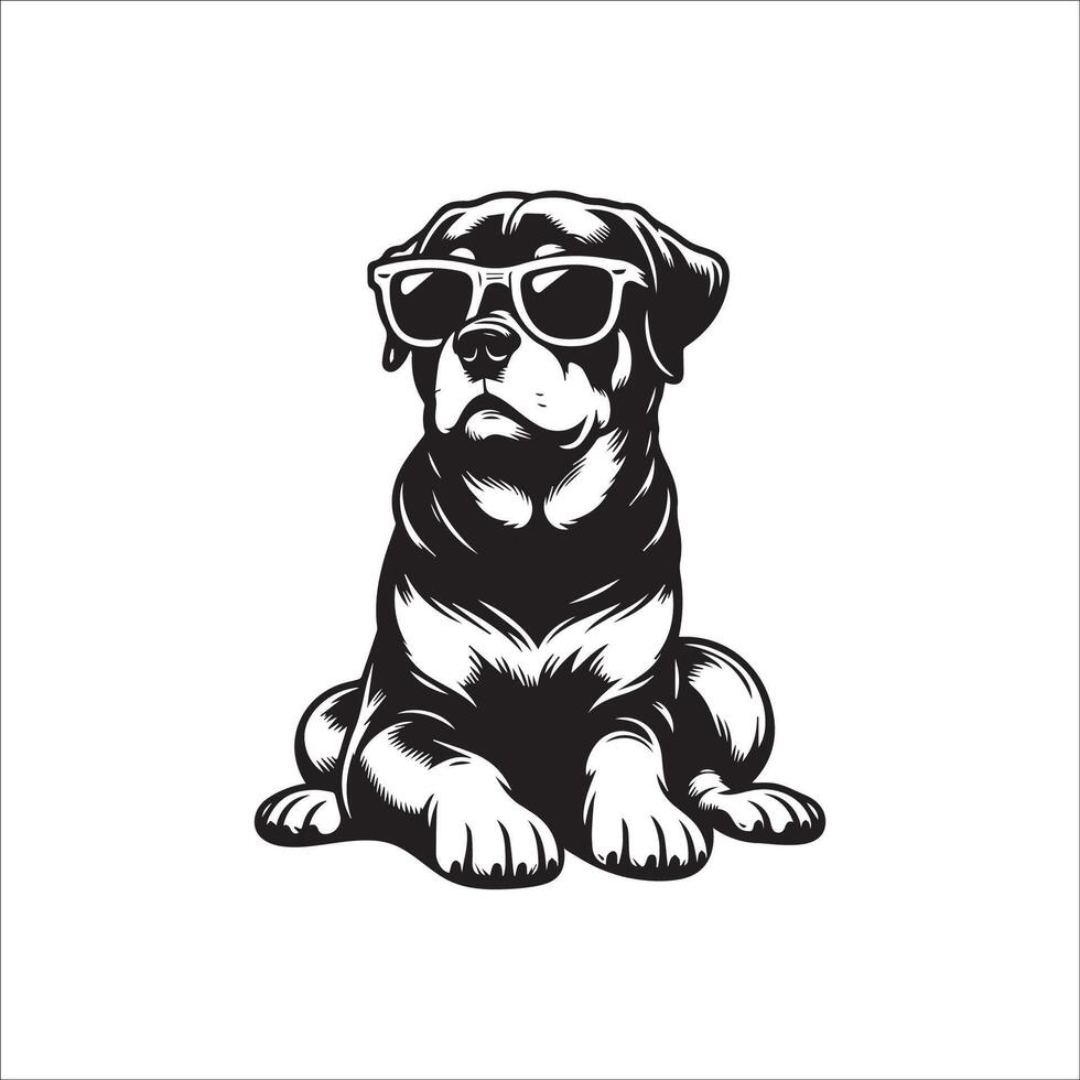 ai generado negro y blanco Rottweiler perro vistiendo Gafas de sol ilustración vector