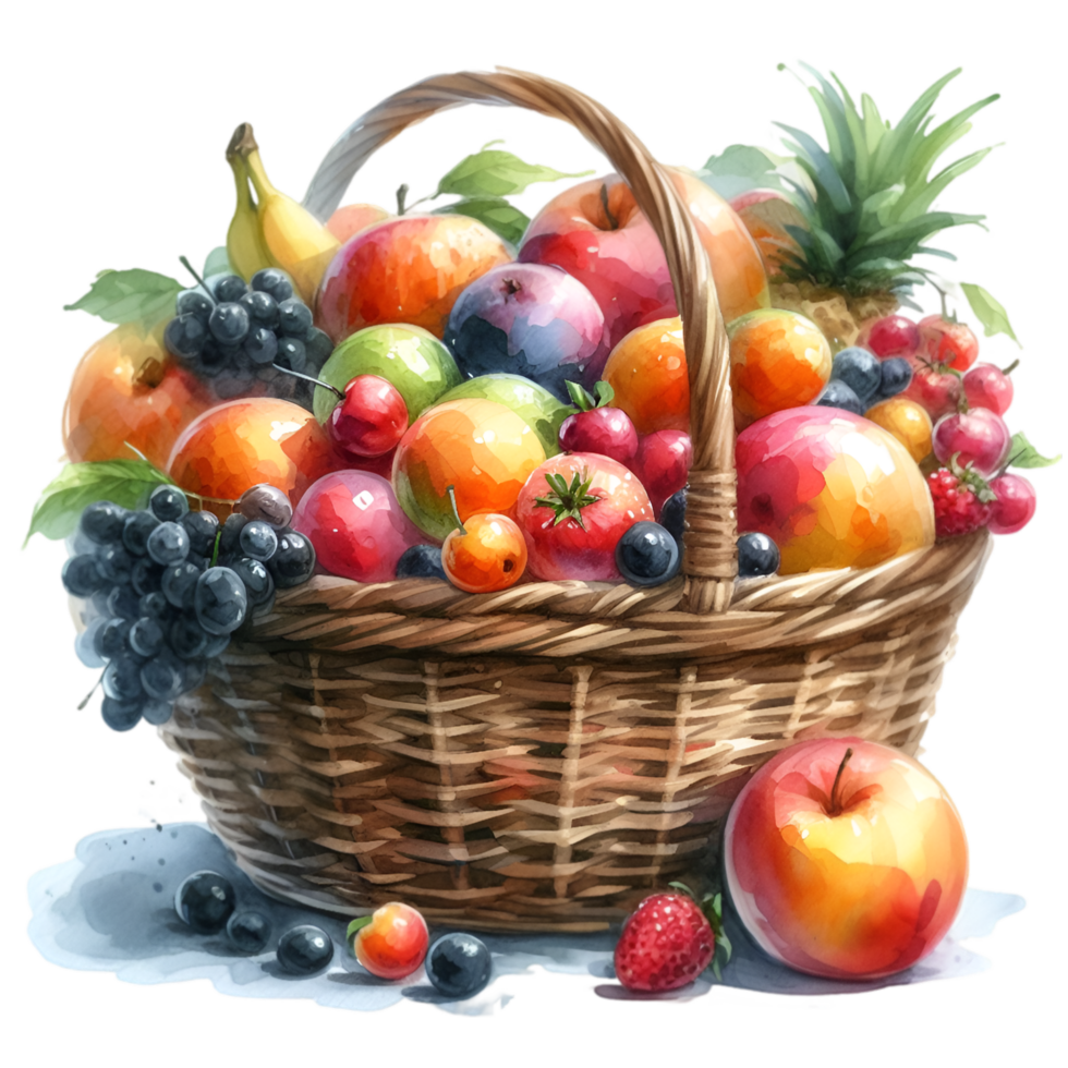 AI generated A basket overflowing with fresh fruits. png