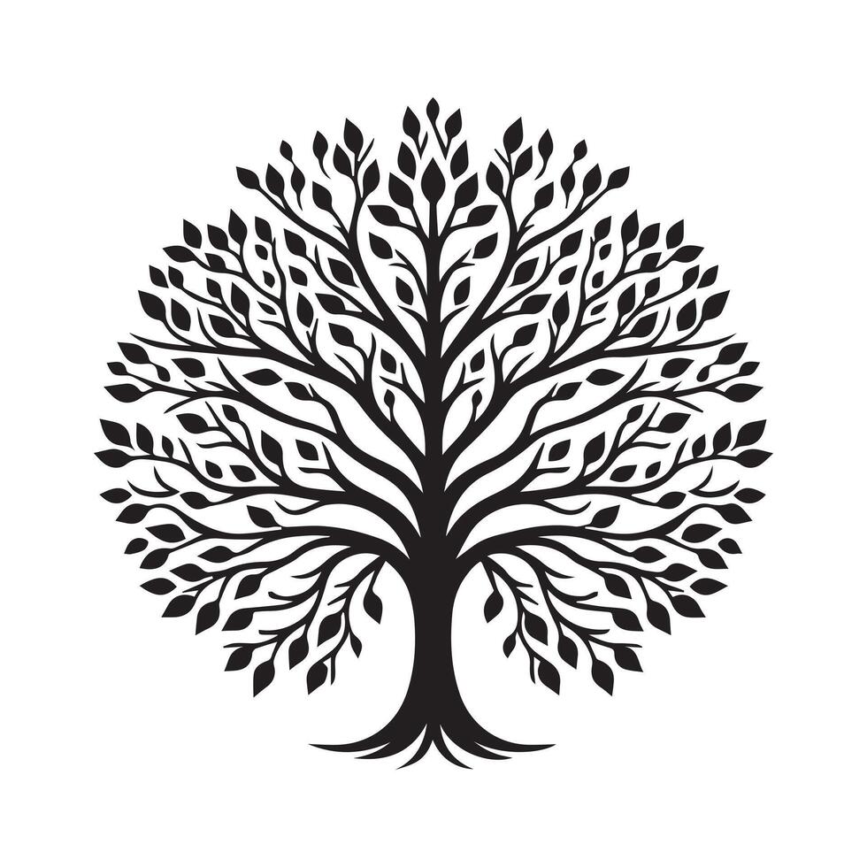 AI generated Simple tree decor silhouette vector illustration image abstract black tree