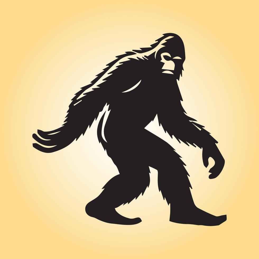 AI generated bigfoot walking silhouette vector illustration