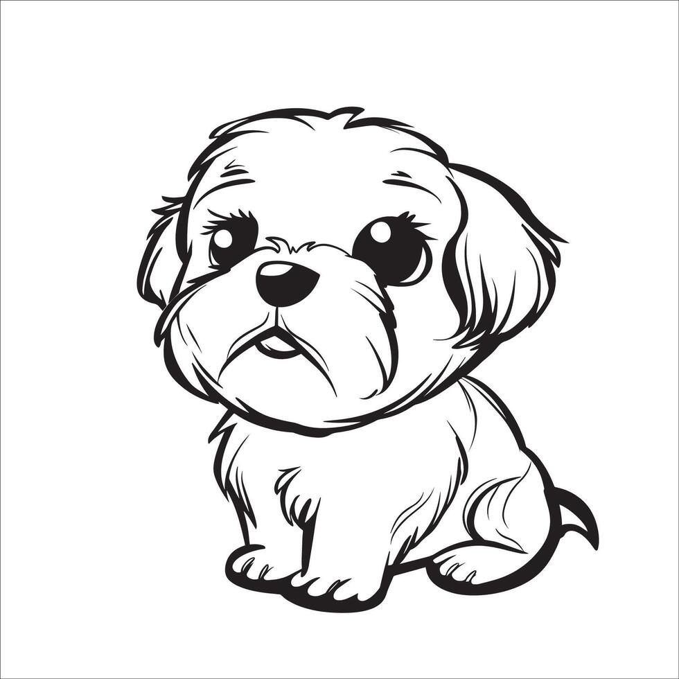 AI generated A vector illustration of a black and white Havanese dog sitting