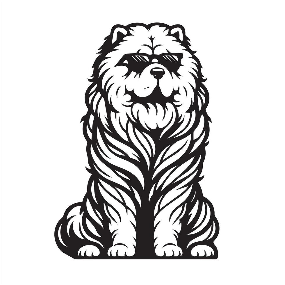 AI generated Chow Chow Dog wearing sunglasses illustration vector
