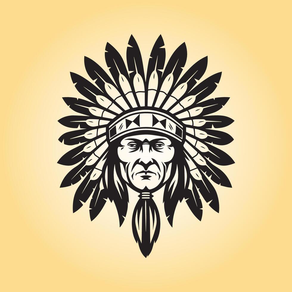 AI generated Native old man head Clipart illustration vector