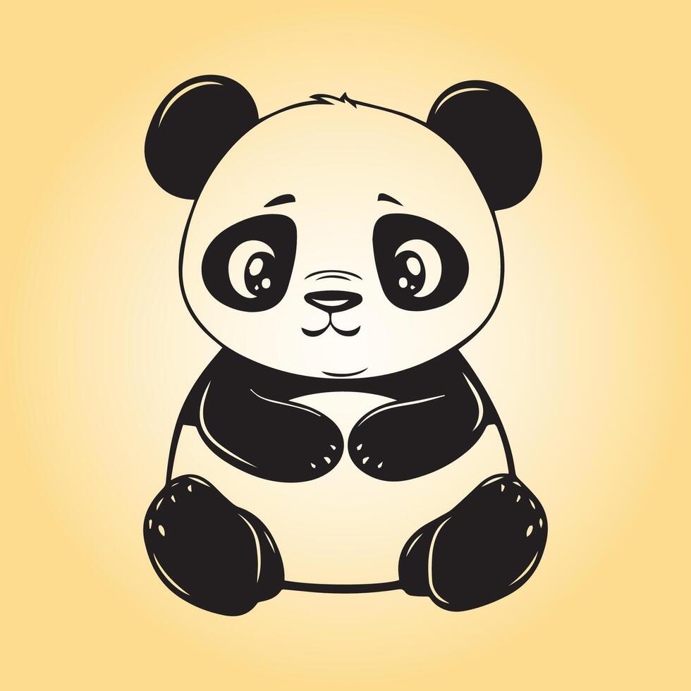 ai generado gigante panda es un sentado vector ilustración en negro y blanco