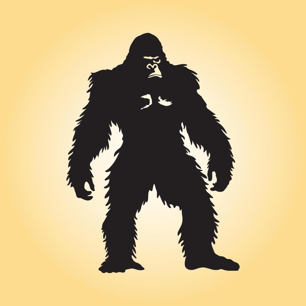 AI generated Flat bigfoot silhouette vector illustration