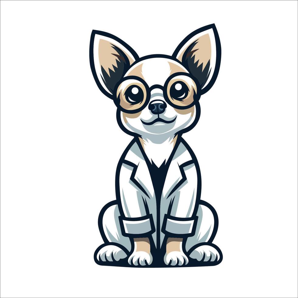 ai generado chihuahua perro médico sentado y mirando arriba ilustración vector