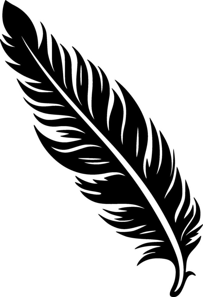 Feather, Black and White Vector illustration