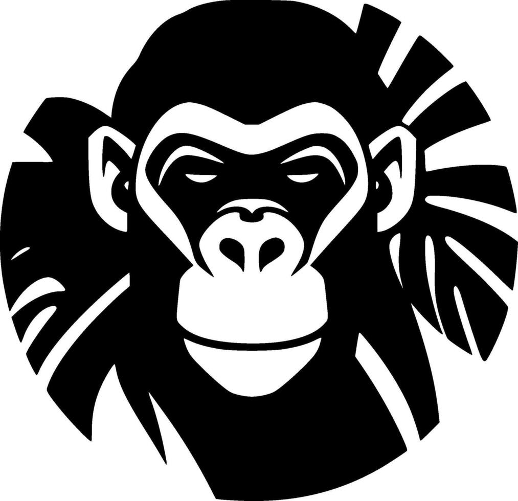 chimpancé, negro y blanco vector ilustración