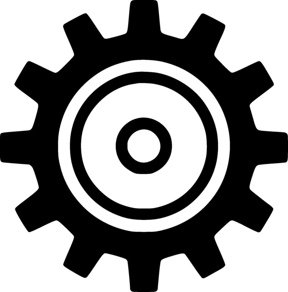 Gear, Black and White Vector illustration