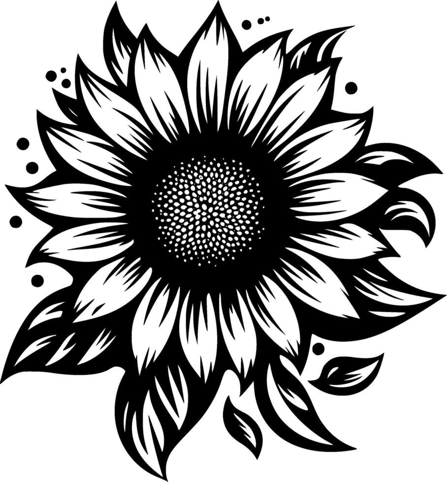 flor - negro y blanco aislado icono - vector ilustración