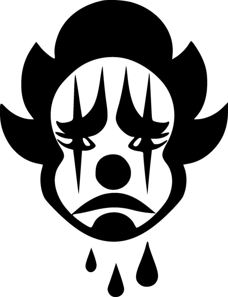 Clown, Black and White Vector illustration