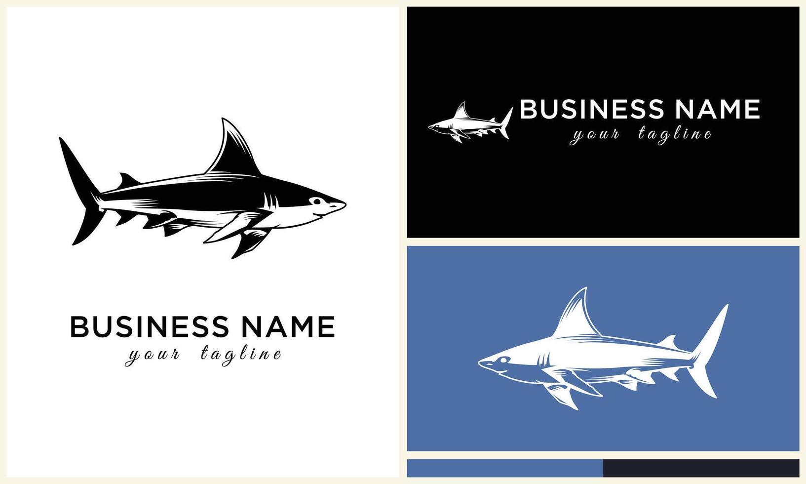 silhouette shark vector logo template