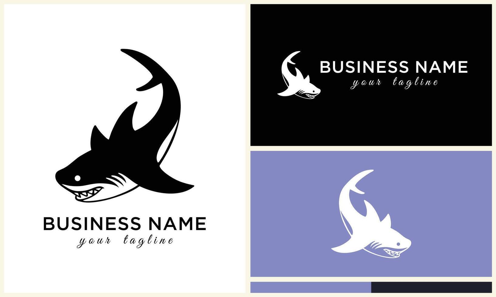 silhouette shark vector logo template