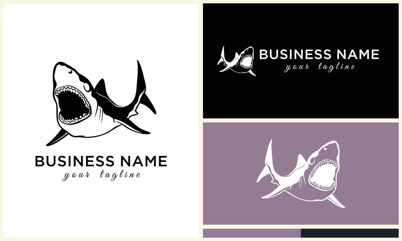 silhouette shark vector logo template
