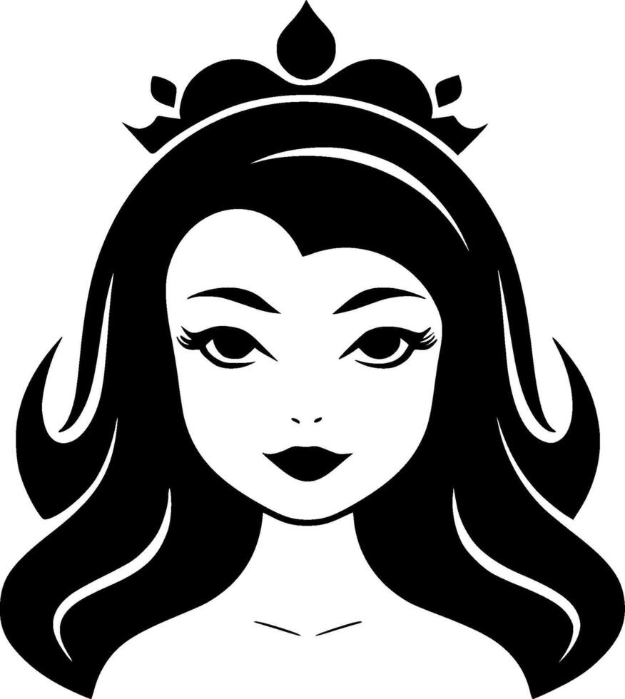 Princess - Black and White Isolated Icon - Vector illustration