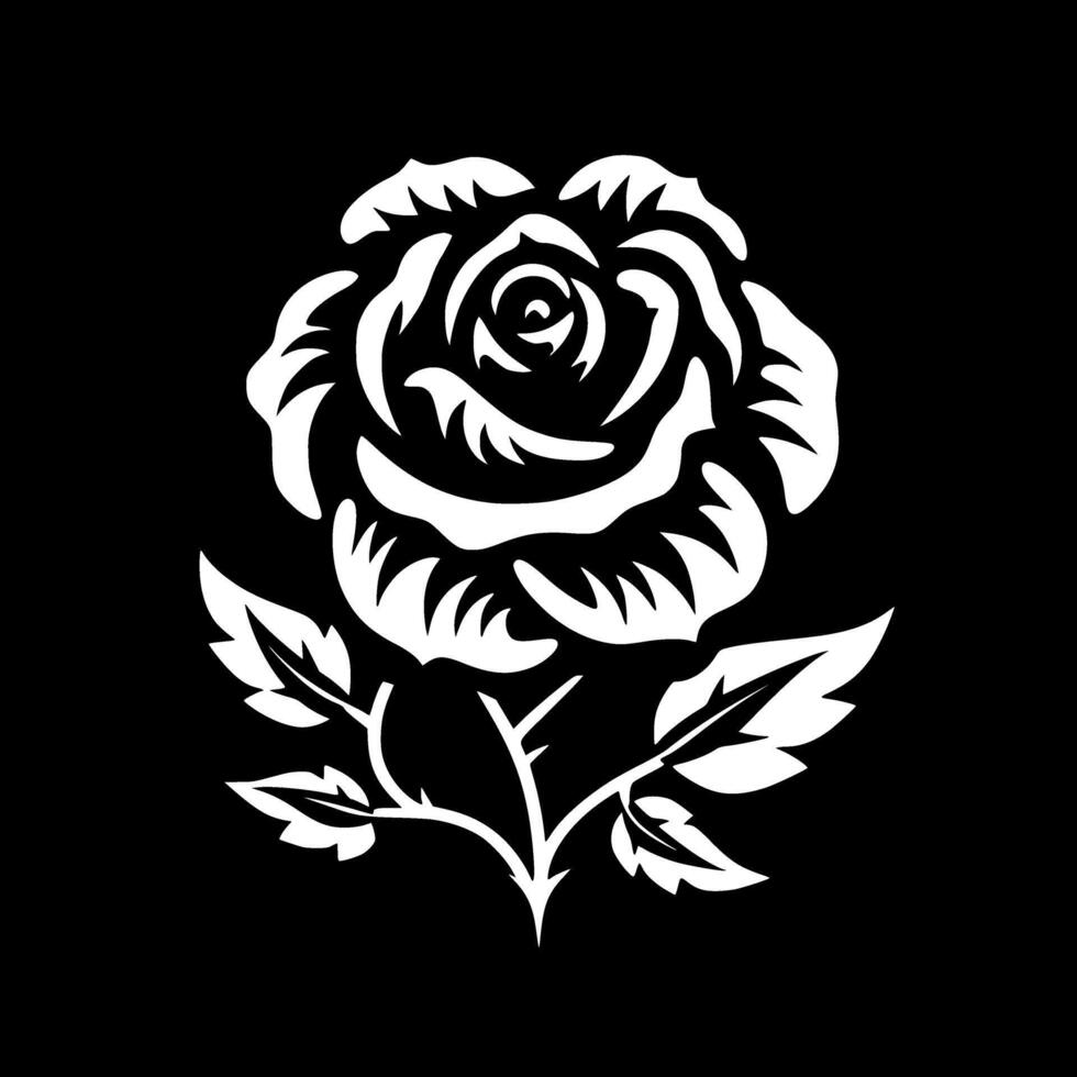 Rosa - negro y blanco aislado icono - vector ilustración