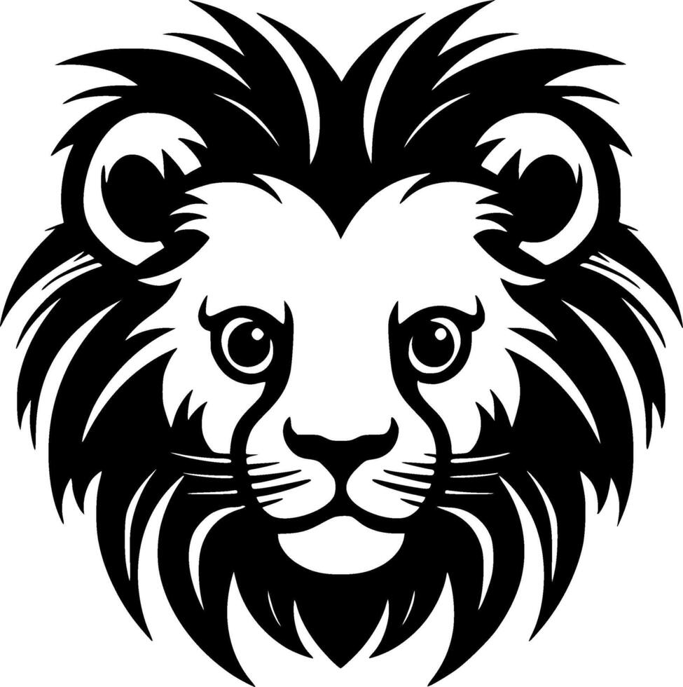 Lion Baby, Black and White Vector illustration