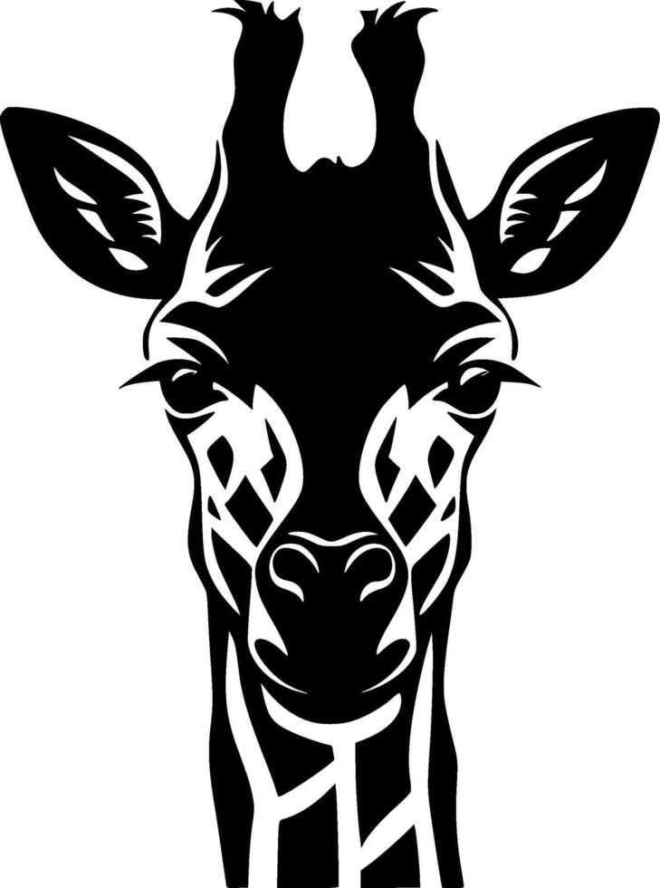 Giraffe, Black and White Vector illustration