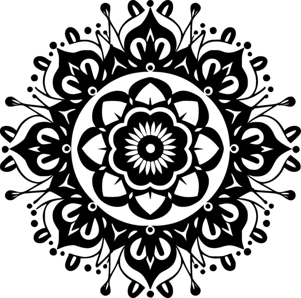 Mandala, Black and White Vector illustration