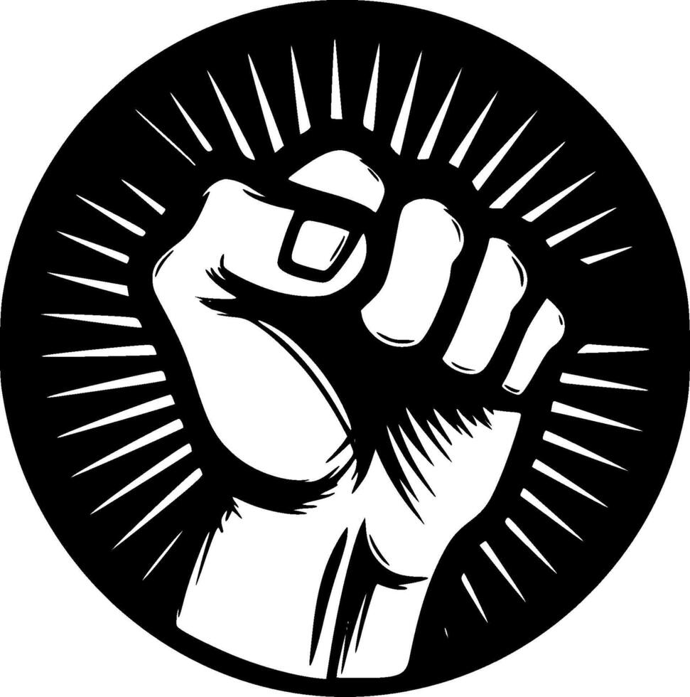Hand Fist - Black and White Isolated Icon - Vector illustration