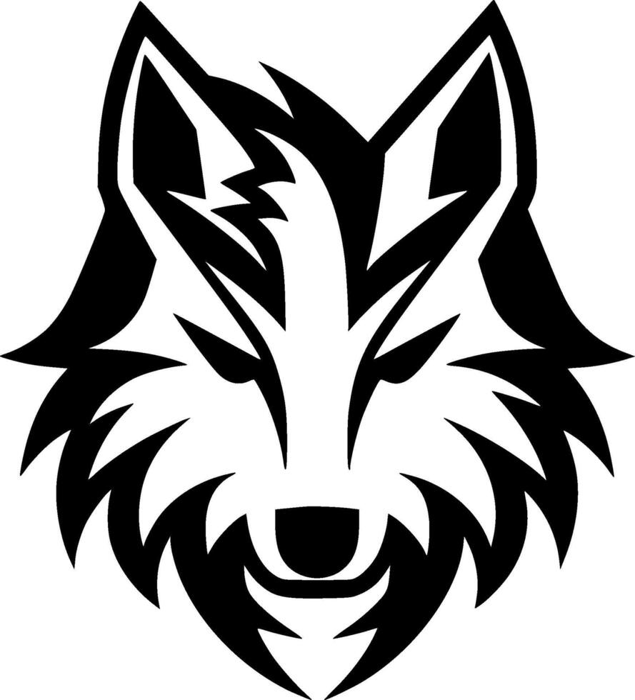 lobo - negro y blanco aislado icono - vector ilustración