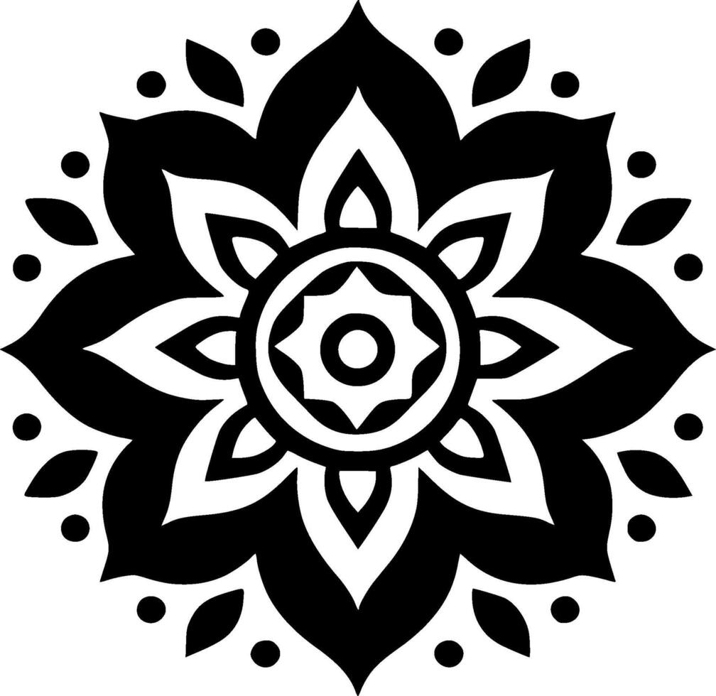 Mandala, Black and White Vector illustration