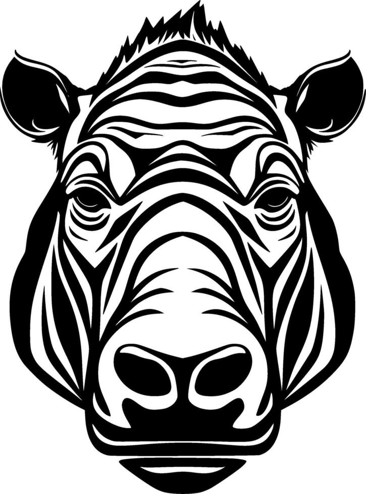 Hippopotamus - Black and White Isolated Icon - Vector illustration