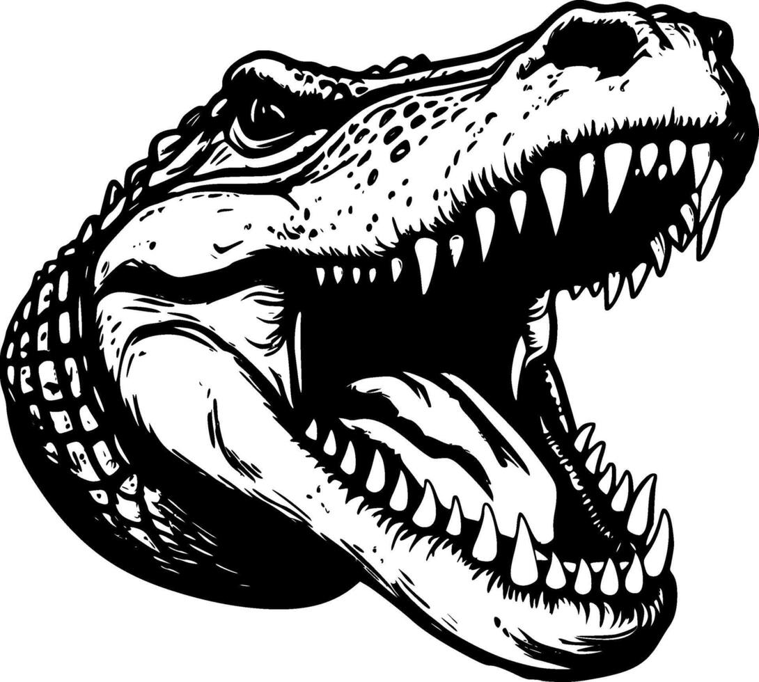 Crocodile - Black and White Isolated Icon - Vector illustration