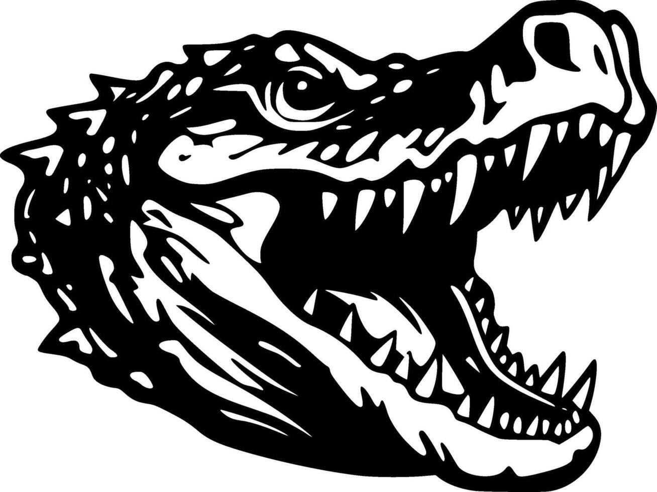 Crocodile, Black and White Vector illustration