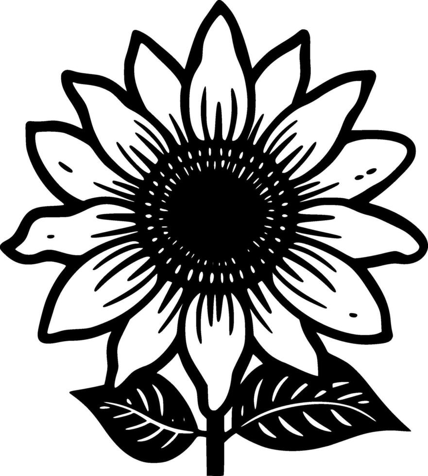 Flower, Black and White Vector illustration