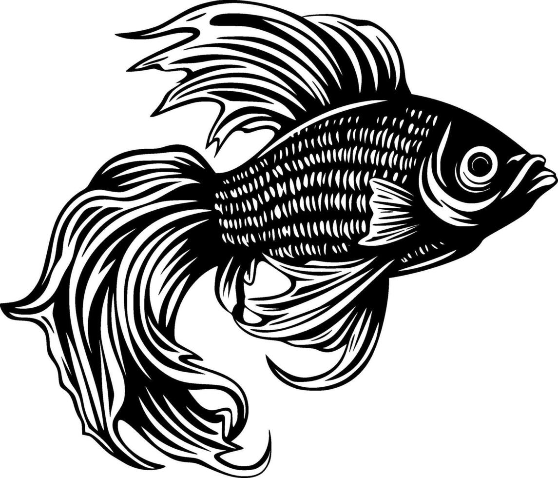 Betta pez, minimalista y sencillo silueta - vector ilustración