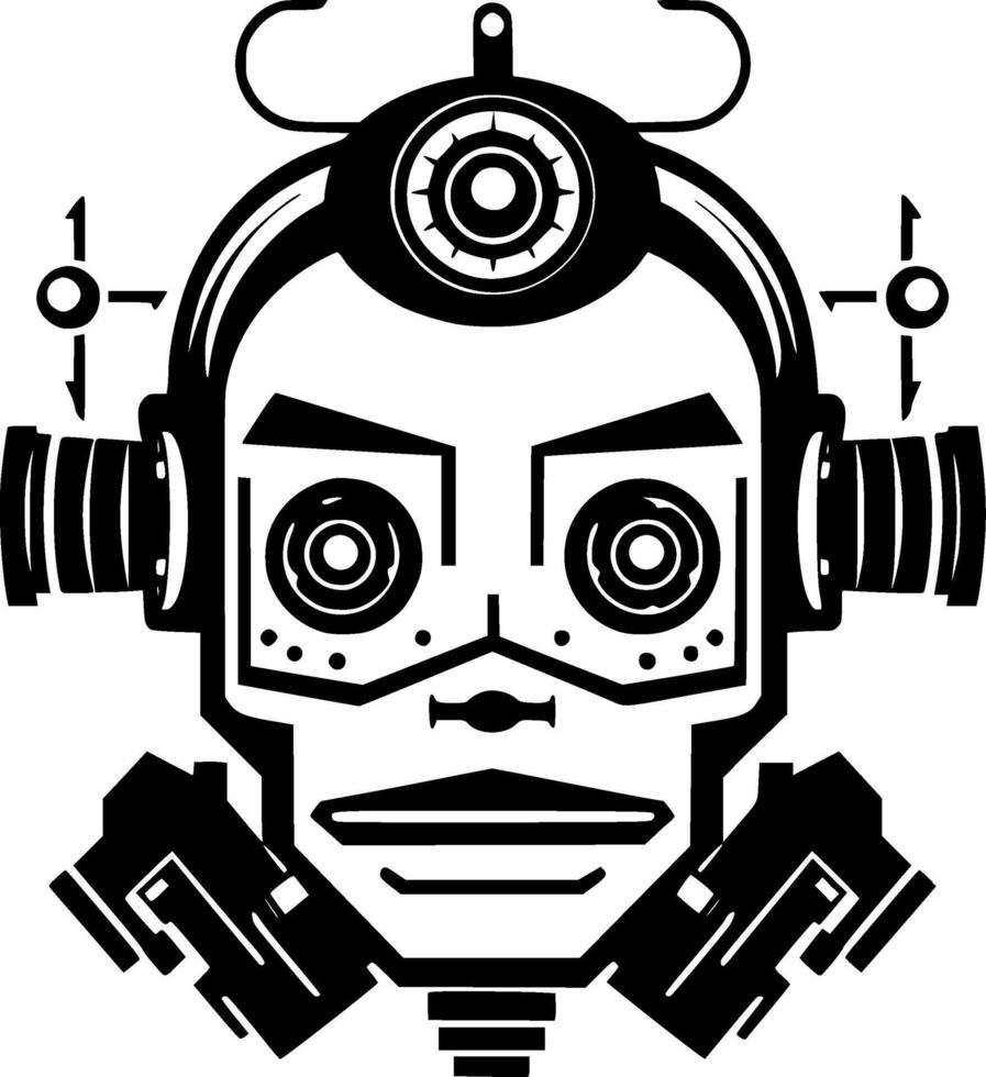 Robot - Black and White Isolated Icon - Vector illustration