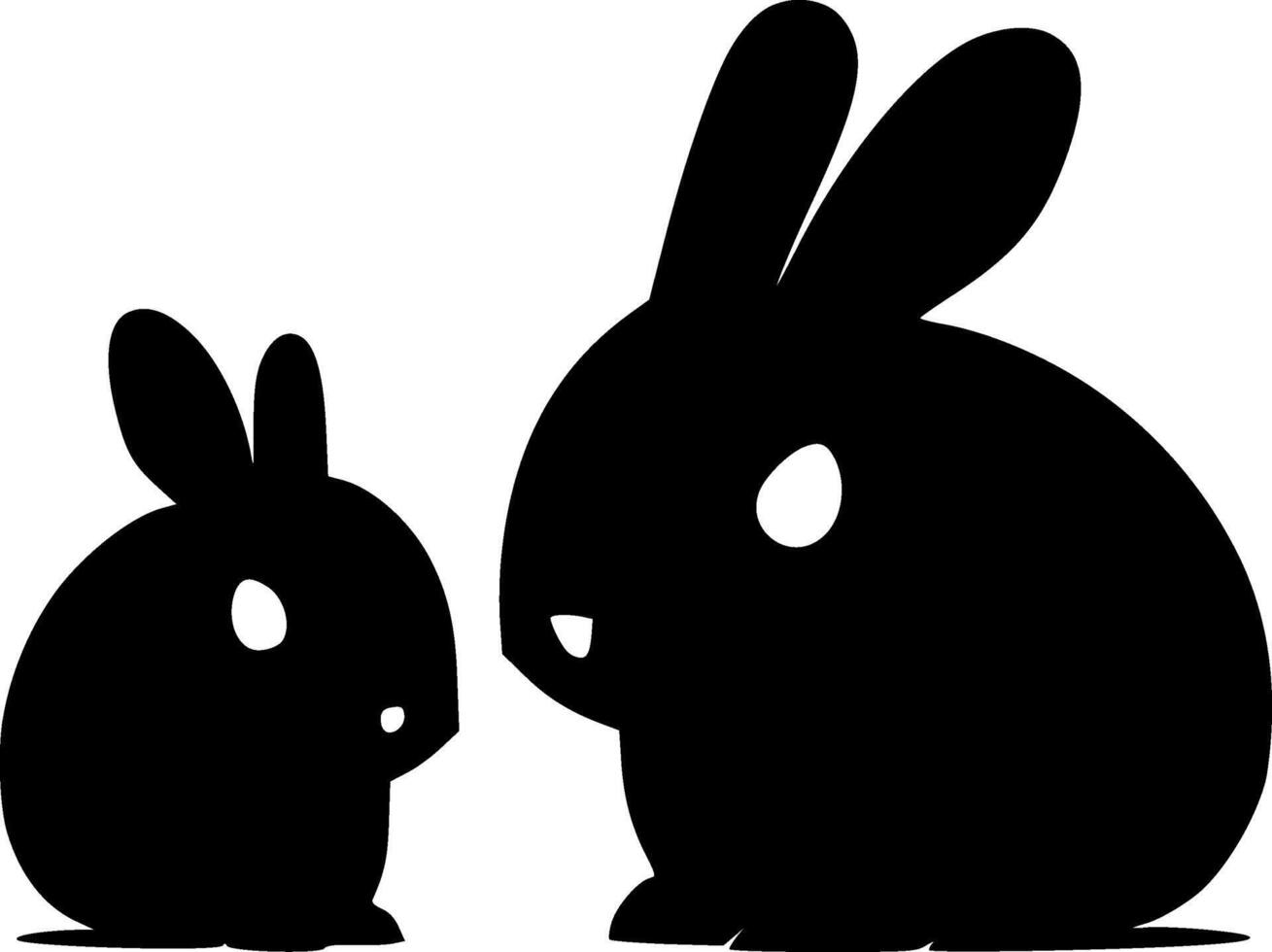 conejitos, negro y blanco vector ilustración