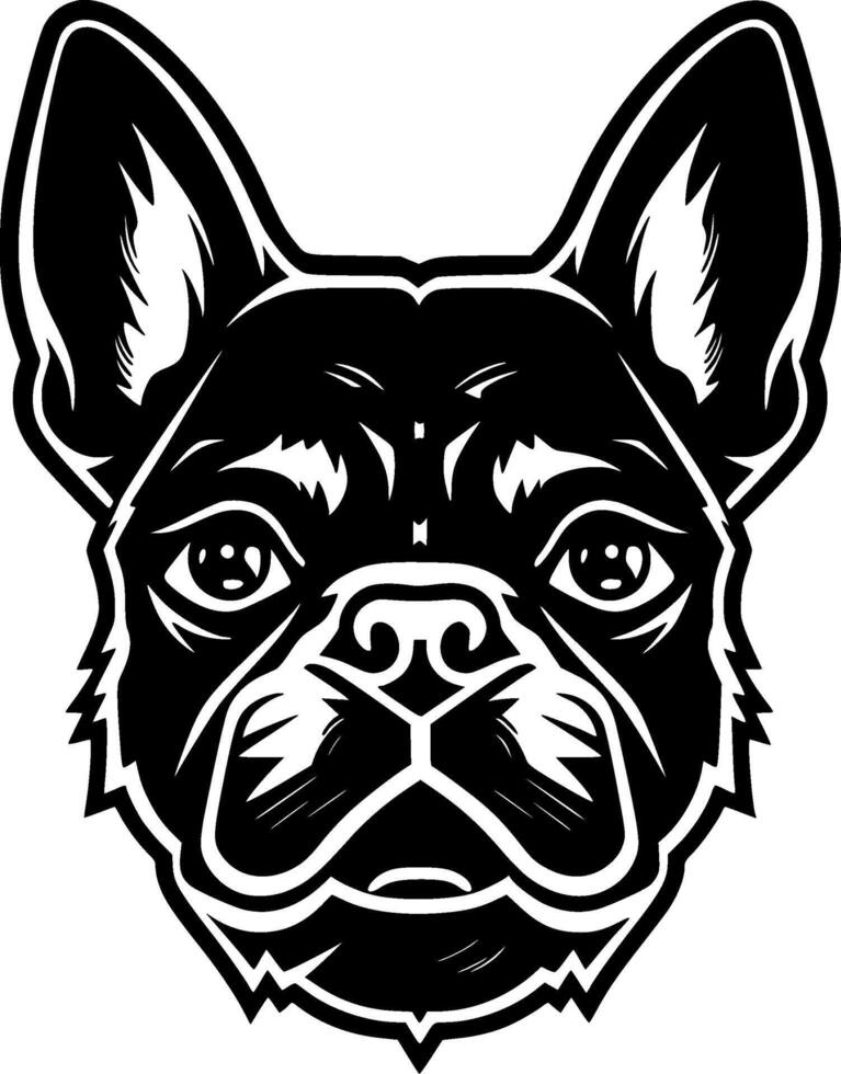 French Bulldog, Black and White Vector illustration