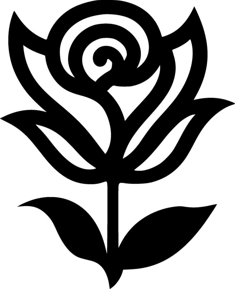 Flower - Black and White Isolated Icon - Vector illustration