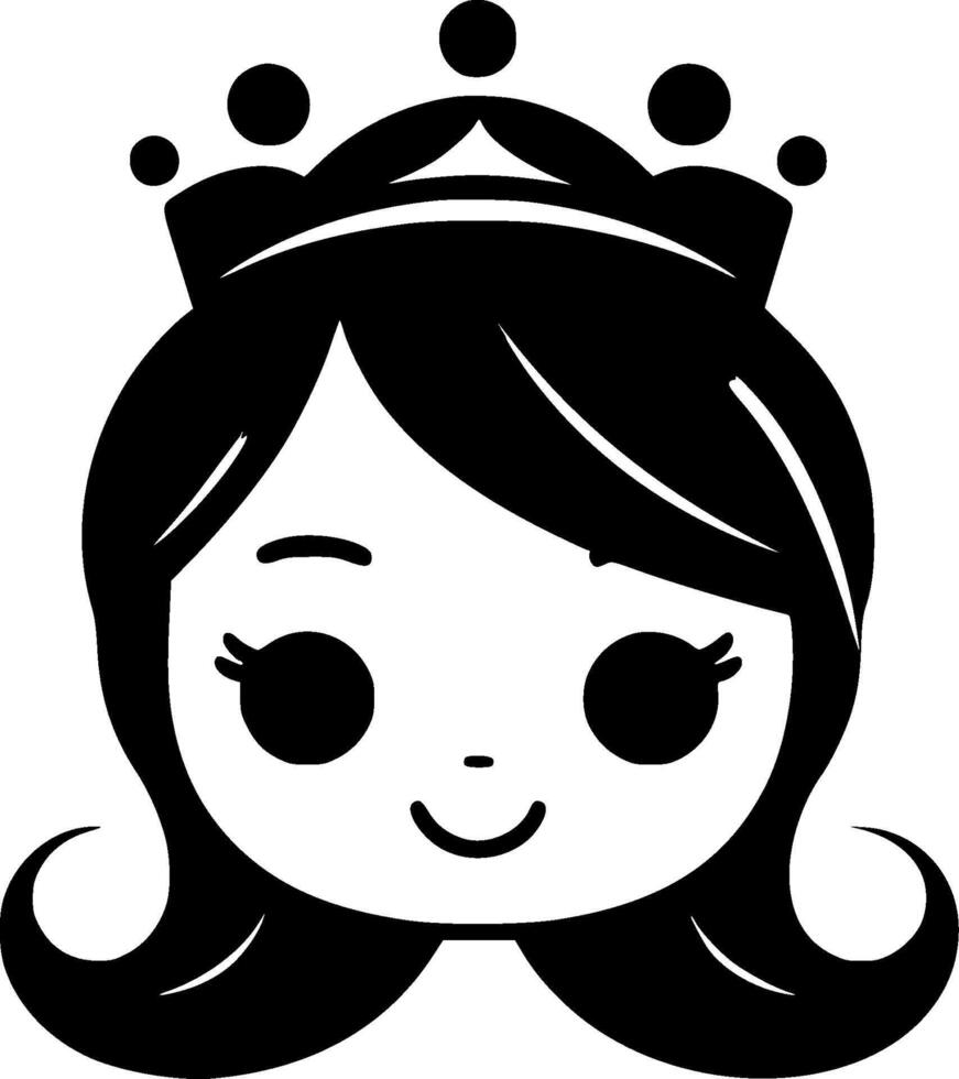 Princess - Black and White Isolated Icon - Vector illustration