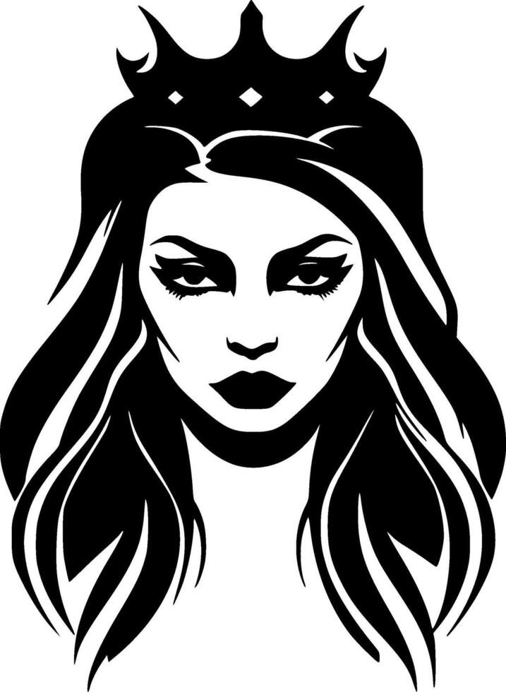 Queen - Black and White Isolated Icon - Vector illustration