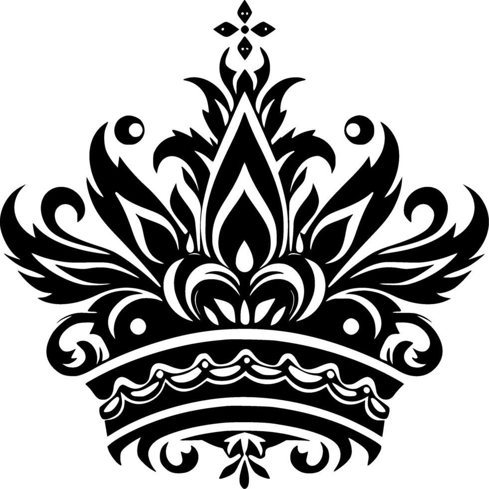 Crown, Black and White Vector illustration