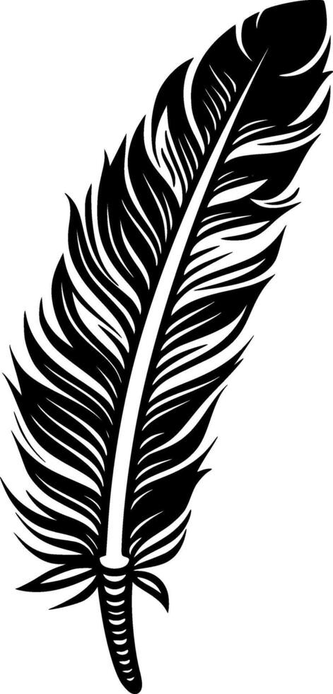 Feather, Black and White Vector illustration