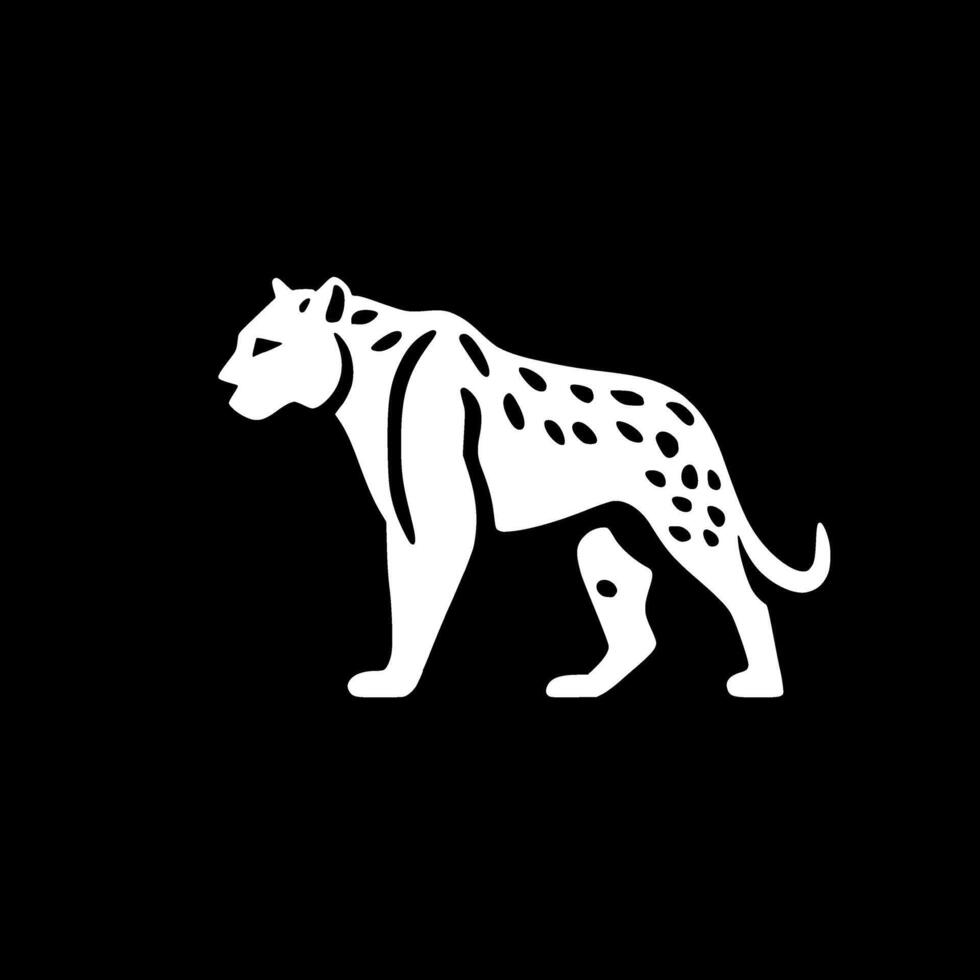 leopardo - negro y blanco aislado icono - vector ilustración