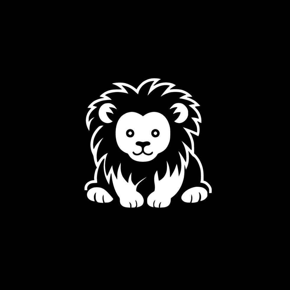 Lion Baby, Black and White Vector illustration