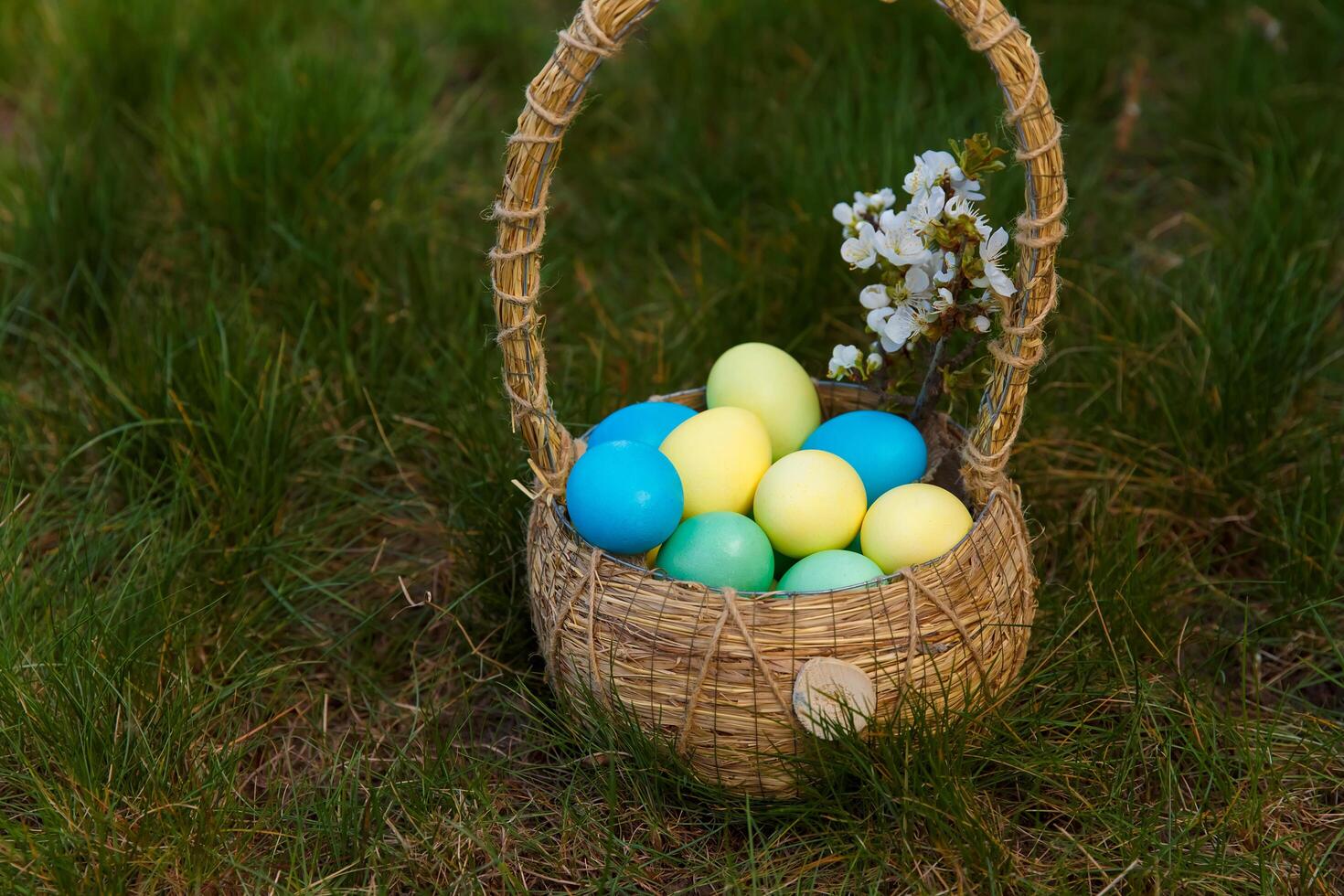 Paint eggs for Easter, bright Easter holiday, children paint eggs, colored eggs in a basket, colored eggs on a stand, Holiday background photo