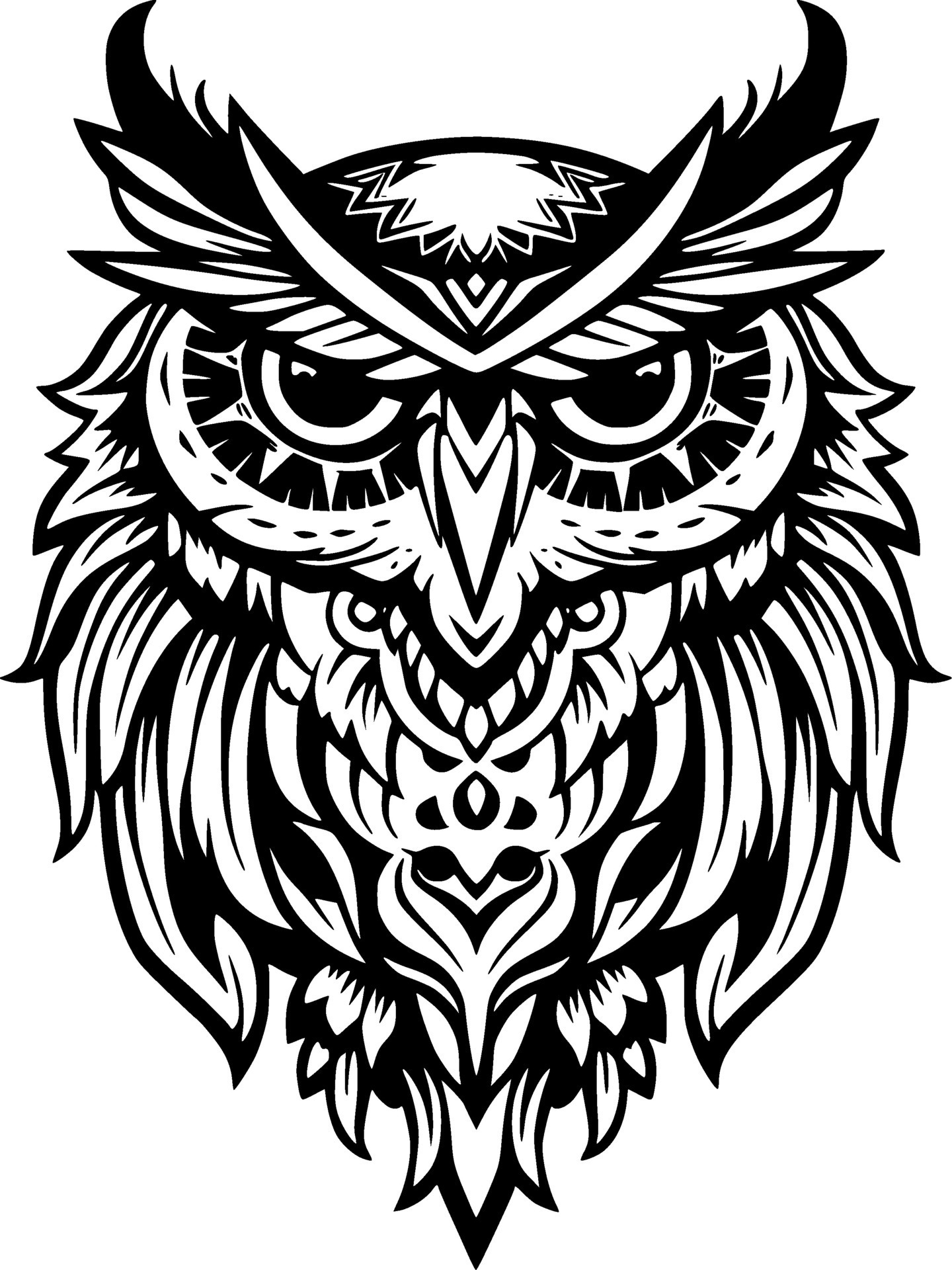 Owl, Black and White Vector illustration 41948664 Vector Art at Vecteezy