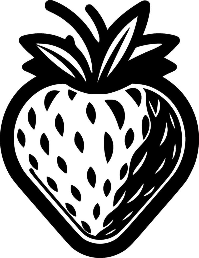 Strawberry, Black and White Vector illustration