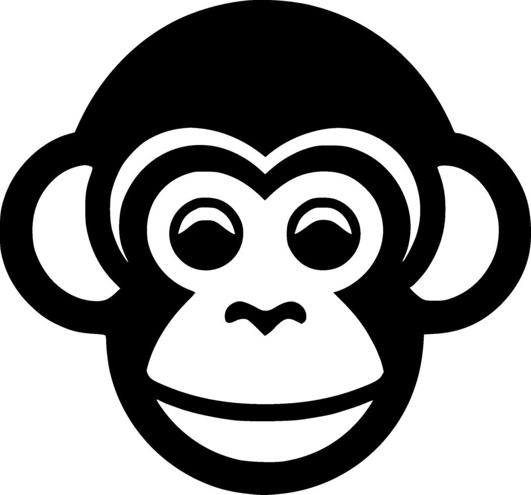 Monkey - Black and White Isolated Icon - Vector illustration