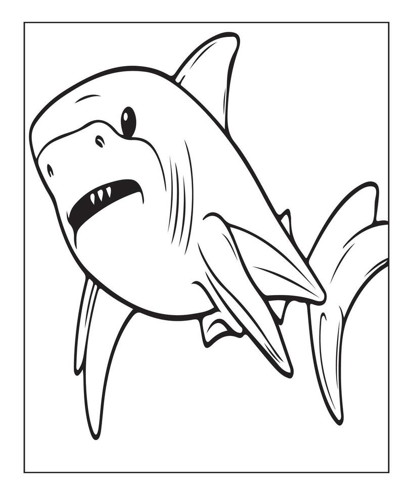 AI generated Printable shark coloring page for kids vector