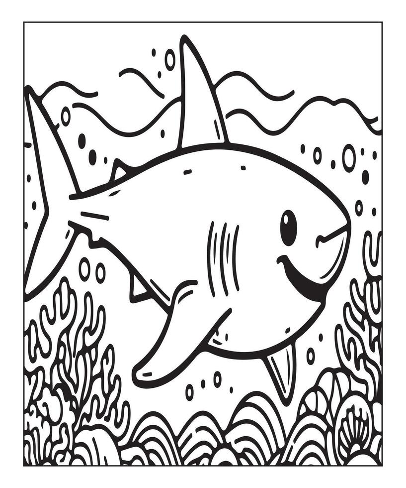 AI generated Printable shark coloring page for kids vector