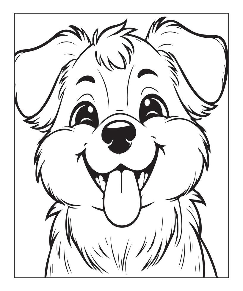 AI generated kids coloring page, dog coloring page illustration vector